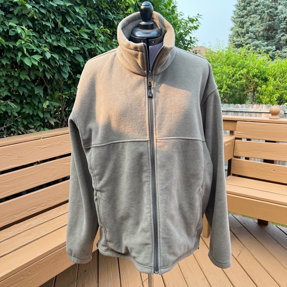 Columbia Mens Large Light Olive/Tan Full Zip Fleece Jacket